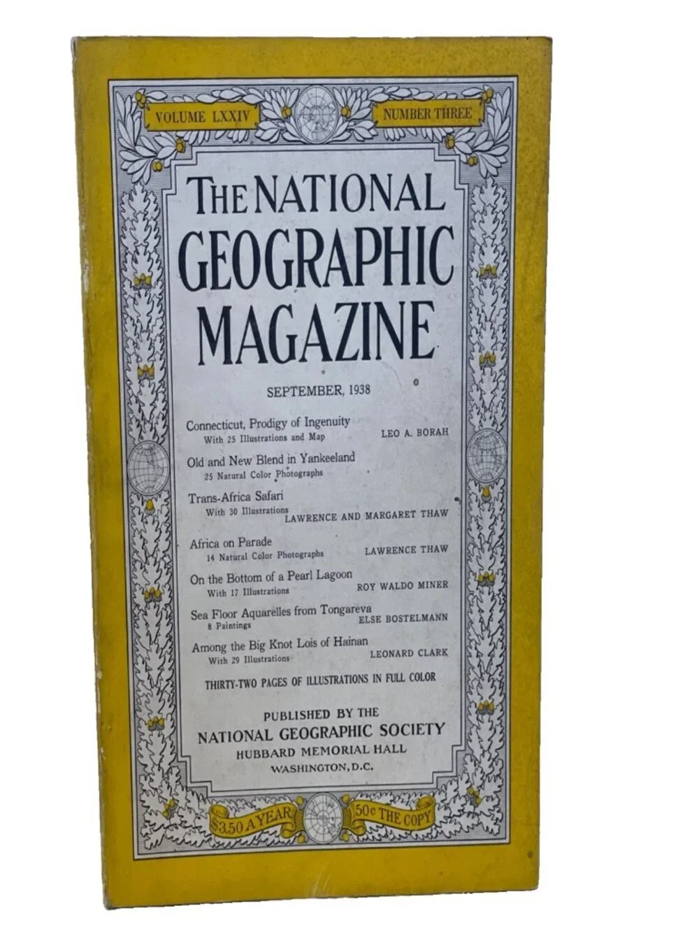Vintage National Geographic September 1938 Vol 74 No 3 Connecticut Africa Safari
